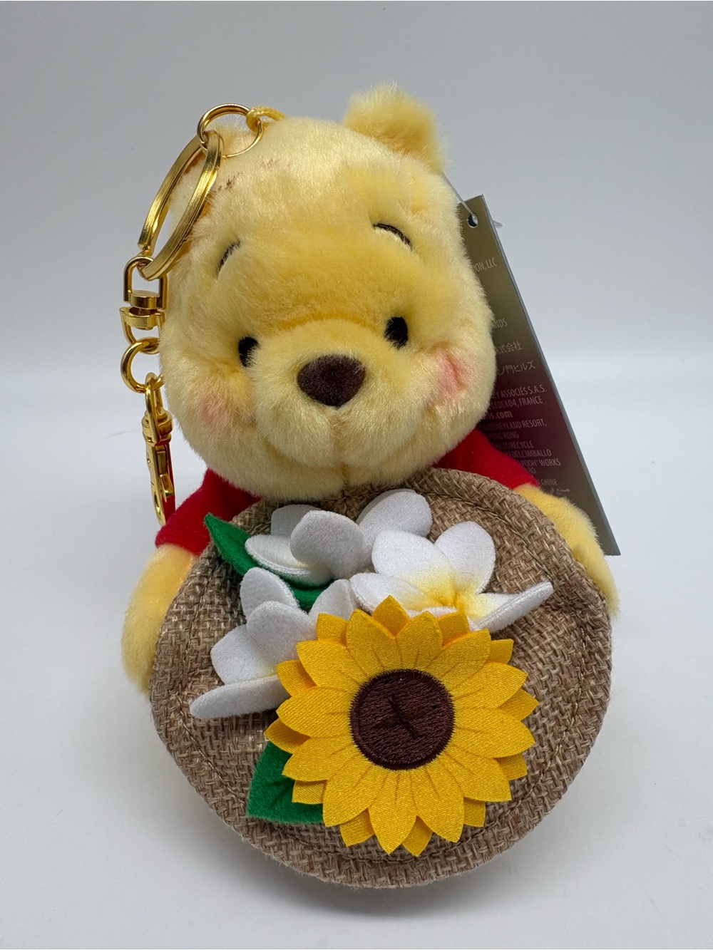 Disney Store Japan Winnie the Pooh Plush Keychain with Sunflower Bag